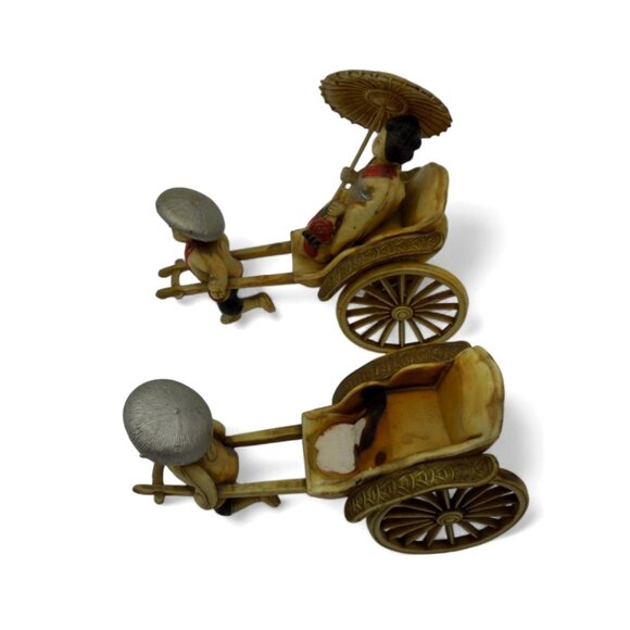 JAPANESE RICKSHAW Figurines Woman and Driver Figure Japan Vintage - As Is - Picture 3 of 10